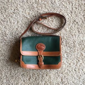 Green and Tan Leather Shoulder Bag